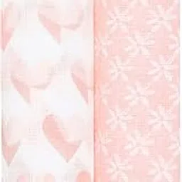 aden + anais Swaddle Blanket, Boutique Muslin Blankets for Girls & Boys, Baby Receiving Swaddles, Ideal Newborn & Infant Swaddling Set, Perfect Shower Gifts, 2 Pack, Piece of My Heart-image-2