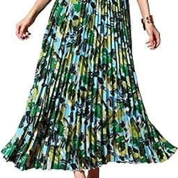 kzully | Skirt for Women | Pleated Maxi Skirt | Elastic Waistband | Lightweight Flowing A-Line | High Waist Long-picture-12