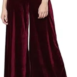 Party Trousers for Women | Shiny Velvet Fabric Wide Bottoms Stylish Palazzo Pants-image-14