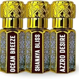 Aroma Premium Attar Gift Set, Ocean Breeze, Shanaya Bliss, Azzro Desire Fragrances, 6ml Each, Gold Bottles with Decorative Caps, 3 Pack-picture-38