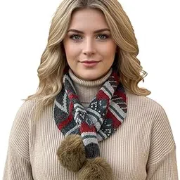 amoldo Soft Knitted Woolen Muffler with Furry Pom Poms for Cozy Warmth and Stylish Look| Winter Fashion Accessory for Women and Girls Travel and Outdoor Use-picture-34