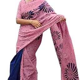 veerji sarees Veerji Women's Cotton Saree with Floral Print, Purple & Pink, Traditional Indian Wear-picture-13