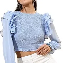 Tokyo Talkies Women's Long Sleeves Round Neck Self Design Tops| Stylish Casual wear-image-17