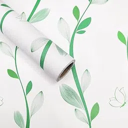 Self-Adhesive Wallpaper Waterproof Old Furniture Vinyl Stickers Wooden Door Wardrobe Desktop PVC Wall Papers 45 X 304 CM (Green Leaves)-picture-56