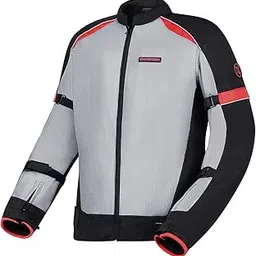 Allextreme SNOWSTORM Bike Riding Jacket CE Level 2 Certified Armour Protector Back Elbows Shoulders Protection Mesh Fabric Motorcycle Rider Gear for Bikers (4XL, Black & Red)-picture-38