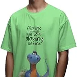Motivational Dinosaur Graphic T‑Shirt, 240 GSM Heavyweight Cotton, Unisex Relaxed Fit, “Change is Scary” Quote Tee-image-1