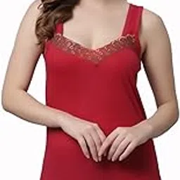 kex Women’s Regular Fit Cotton Sleeveless Long Camisole Slip with Spaghetti Straps-picture-22