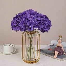 VRB DecTM (Pack of 10) Hydrangea Silk Fake Flowers Heads with Stems for Decoration Wedding Home Party Shop Baby Shower, Room Decor for Bedroom Aesthetic [WiITHOUT VASE] (Light Purple)-image-19