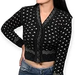 leafbird Kuku Hosiery Dot Pattern Full Sleeves Saree Blouse for Women| Buttoned Winter top|Winter wear for Adult Girls/Women-picture-20