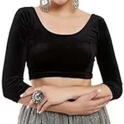 Women's 3/4 Sleeve Velvet Blouse – Readymade Designer Blouse for Sarees | Stretchable, Elegant & Comfortable Ethnic WEAR for Weddings, Festivals & Parties-image-50
