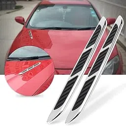 AutoBizarre Car Styling Decorative Side Vents Air Flow Duct ABS Chrome Stickers - Set of 2 - Compatible with All Cars-image-5