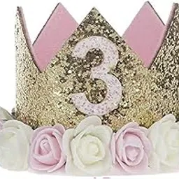 SIDDIVA Birthday Cap For Babies (3 Years) / Birthday Hairbands/Headbands For Baby (3 Years) Crown Style Headbands/Hairbands (3 years) (yellow)-picture-31