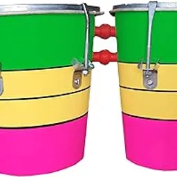 gt manufacturers professional two piece hand made wooden bango drum (green,yellow&pink)- Multi color image 1