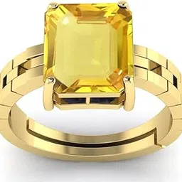 rrvgem YELLOW RING 9.00 Ratti PUKHRAJ RING Gold Plated Adjustable Ring Astrological Gemstone for Men and Women (Lab - Tested)WITH CERTIFICATE-picture-40