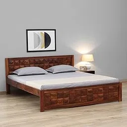 Solid Wood Bed for Bedroom | Wooden Bed Without Storage for Bed Room & Home | Solid Wood (King, Flora)-image-82