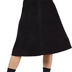 sassafras Black Corduroy A-Line Midi Skirt-picture-42