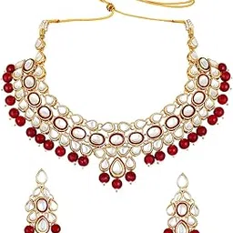 peora Traditional Jewellery Indian Ethnic Jadau Kundan Stone Pearl Green Necklace with Earrings-picture-30