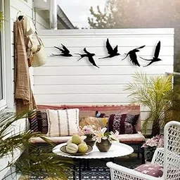SHIVASHRAY CRAFTS Wooden Black Bird Wall Decor - Set of 5 Minimalist Silhouette Birds - Modern Nature-Inspired Home & Garden Art-image-93