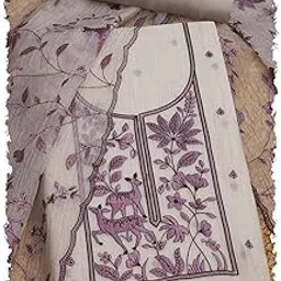 soch Womens Beige Crushed Tissue Embroidered Unstitch Dress Material With Thread Work-picture-41