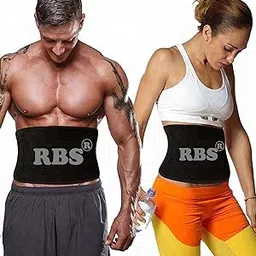 RBS Men's and Women's Heavy Quality Sweat Slim Body Shaper Slimming Waist Trimmer Belt (Black, Free Size)-image-26