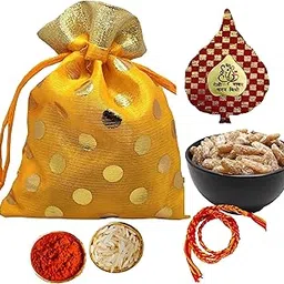 Popcorn Fusion Bhai Dooj Gift Paan Raisin Potli 100gms with Bhai Dooj Silk Thread, Roli, Chawal, Chandan, Mishri in a Special Pack-picture-38