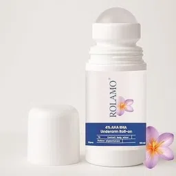 ROLAMO 4% Aha Bha Underarm Roll On 50ml | 2% Lactic Acid, 1% Mandelic Acid, 1% Salicylic Acid | Controls Odour & Reduces Pigmentation | 0% Alcohol & 0% Aluminium | Flora Fragrance-picture-38