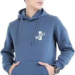 Casual Men's Cotton Fleece 'Don't Quit Small' Printed Hoodie with Essential Hoodi Pocket Teal Blue-image-93