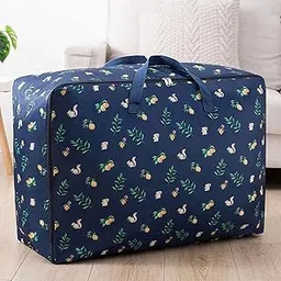 FORKLS Fabric 105L Large Storage Bags Waterproof Clothes Duvet Storage Bag With Zips, Foldable Organizer For Bedding Quilt Blankets Clothing, Moisture Proof Moving Travel Duffel Bag (Blue Quirrel)-picture-55