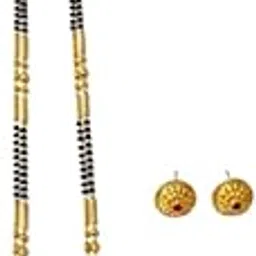aaiku Traditional Gold-Plated Mangalsutra with Black Beads Chain and Designer Vati, Wedding Jewellery for Women-picture-17