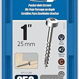 Kreg SPS-C1-250 1" Pan Head Coarse Thread Number 7 Zinc Coated Pocket Hole Screws (250 Count)-picture-19