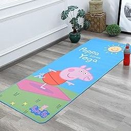 Saral Home Peppa Pig Soft Microfiber Anti-Skid Excercise Mat - 70x170 Cms, Blue-image-5