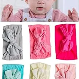 ANNACREATIONS Premium Designer Soft Flower Bow Hairband, Plastic Headband Hair Accessories For Baby Girls, Pack Of 6 - Assorted-picture-29