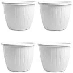 Amazon Brand - Umi Plastic Duro Flower Pot for Gardening, Indoor/Outdoor Planter-White Durable Gardening Essential Elevate Your Garden (10 Inch) (Pack of 8)-picture-28