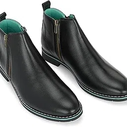 noak HANDCRAFTED BLACK FINE MILD GRAIN VEGAN LEATHER BOOT WITH BOTH SIDE ZIP-picture-47