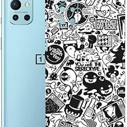 AtOdds - Compatible for OnePlus 9R Mobile Back Skin Film Wrap with Camera Protector (Coverage - Back+Camera+Sides) (B&W Graffiti)-image-66