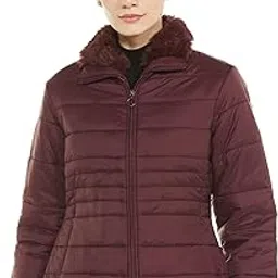 qube by fort collins Women's Polyester Crop Length Bomber Jacket With Detachable Hood Stylish & Versatile Winter Wear-picture-19