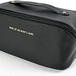 THH Women's & Girls Cosmetic Travel Organizer Portable Leather Makeup Pouch with Handle, Dividers, and Wide Opening for Easy Opening and Storage-picture-38