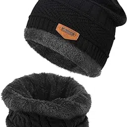 tagvo Winter Beanie Hat Scarf Set Super Soft Fleece Inner Lining Great Warm, Stretchy Knit Beanie Cap Elastic Neck Warmer Snugly Fit for Outdoor Activities Daily Warmer for Men Women Adults Kids-picture-28