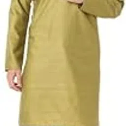 bellazo Men's Cotton Silk Solid Textured Long Kurta Full Sleeves - Casual Ethnic Wear image 1