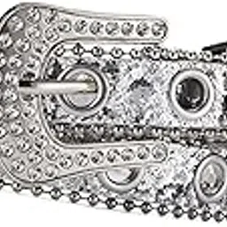 lyla Rhinestone Belts Western Bling Studded PU Leather Belt Silver-picture-13