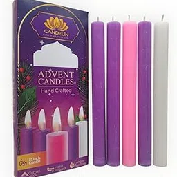 Candelin Advent Candles Set, 10 Inch Traditional Purple, Pink and White Tapers, Cotton Wick, 5 Pack-picture-12