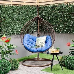 Single Seater Swing Chair with Stand & Cushion Outdoor Indoor Balcony Garden Patio,Powder Coated Frame,UV Protected Wicker,Premium Cushion BB-30-picture-14