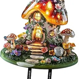VISTORA Mushroom House Garden Stake Decor Fairy Garden Accessories for Lawn Pathway 25.5x25.4cm-image-85