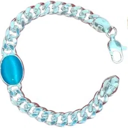 SALMAN KHAN BRACELET Silver polish Chain Link Bracelet with Turquoise Stone, Twisted Design-image-0