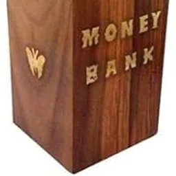 Handcrafted Money Bank, Wooden Coin Box with Brass Strips and Lock, Traditional Design-picture-19