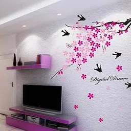 Decals Design 'Flower Branch with Birds' Wall Sticker (PVC Vinyl, 50 cm x 70 cm),Multicolour-picture-62