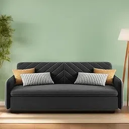 Casaliving Balbus 3 Seater Sofa Cum Bed for Living Room (Black Fabric) Premium Fabric Sofa-picture-10