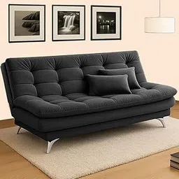 CASASTYLE Eagal 3 Seater Fabric Sofa Cum Bed Set with 2 Cushions, Best Fit for Indian Homes, Living Rooms, Offices with 3 Year Warranty (Dark Grey Color Fabric)-picture-24