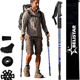 BELISTAR Hiking Trekking Aluminum Poles, Collapsible,Lightweight, Anti Shock, Hiking or Walking Sticks,Adjustable Hiking Pole for Men & Women, All Accessories - Carry Bag (Blue Trekking Poles 1 Pack)-picture-36