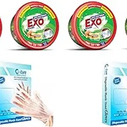 ahuja mart Exo Round Dishwash Bar 250G Set Of 4 With Exo Super Scrubber Free Complete Dishwashing Solution & Multipurpose Disposable Hand Gloves | For Gardening,Cleaning And Public Areas (200Pcs)-picture-15